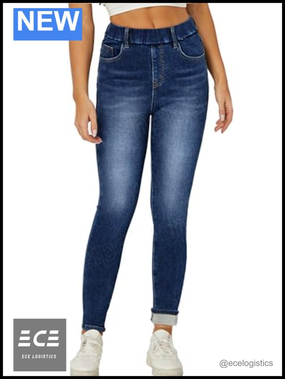 Fleece Lined Thermal Elastic Waist Skinny Stretch Winter Jeans